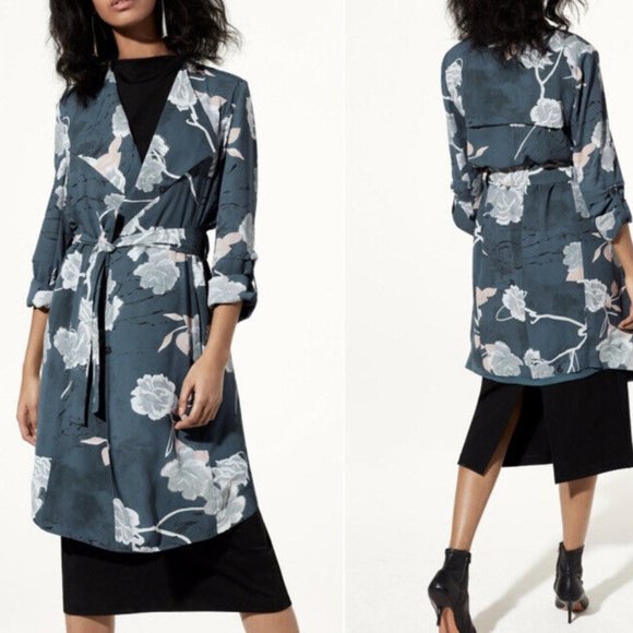 BABATON ARITZIA Quincy Jacket sz XS Floral Trench Fall Pockets Layers Tailored - Picture 1 of 15